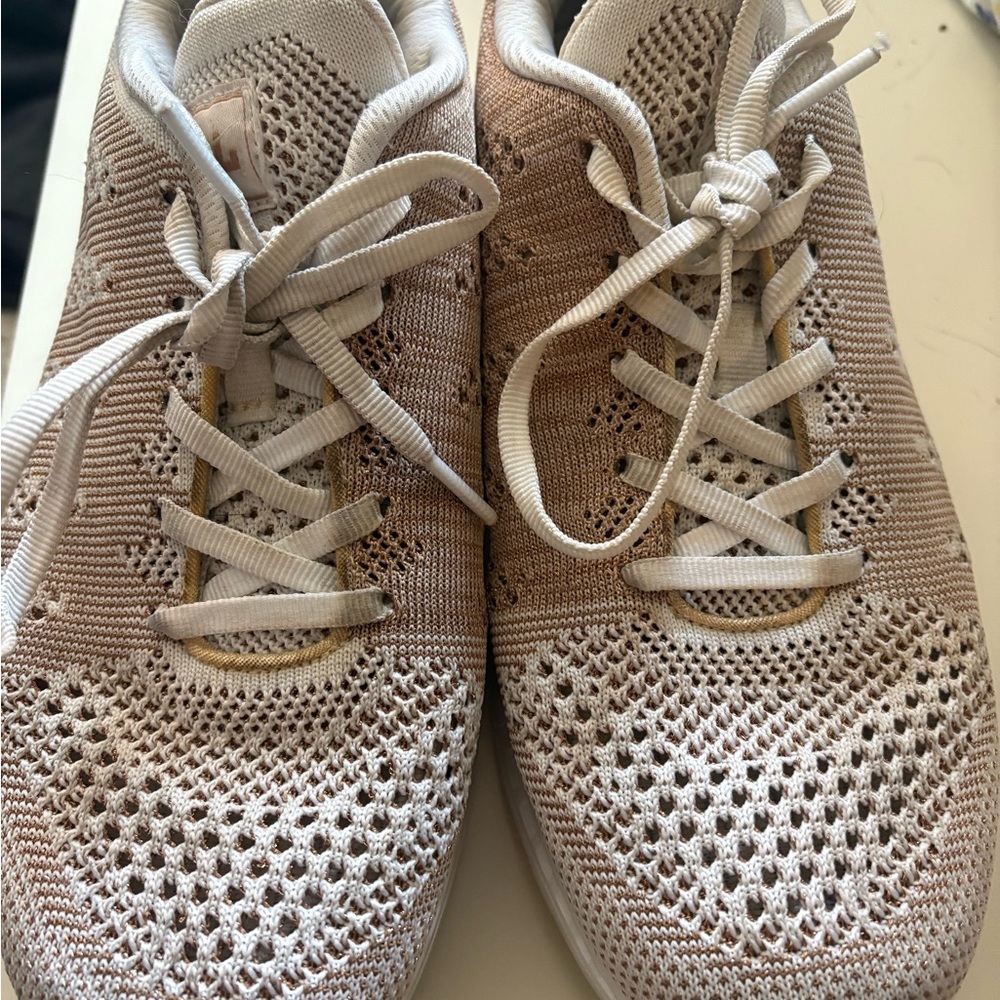 APL white and rose gold sneakers
